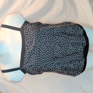 Tankini Top 26W 5X Blouson Black White Swim Swimsuit Tube Bandeau No Wire New